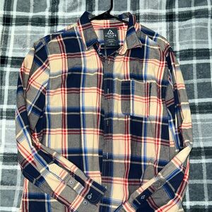 Alpine Design Men's Plaid Shirt in Navy, Red, and Beige